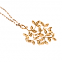 Pre Owned Tiffany & Co. Paloma Picasso Olive Leaf 18K Rose Gold Pendant Necklace