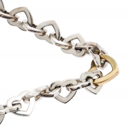 Pre Owned Tiffany & Co. Heart Link 18K Yellow Gold & Silver Necklace