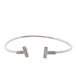 Pre Owned Tiffany & Co. T Wire Diamond 18K White Gold Bracelet