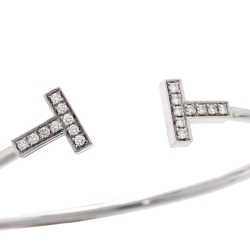 Pre Owned Tiffany & Co. T Wire Diamond 18K White Gold Bracelet