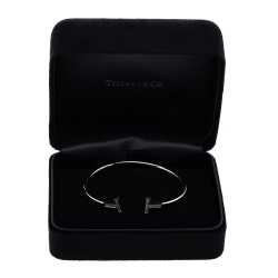 Pre Owned Tiffany & Co. T Wire Diamond 18K White Gold Bracelet