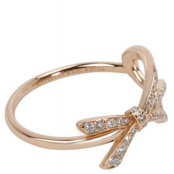 Pre Owned Tiffany & Co. Bow 0.32 CTW Diamond 18K Rose Gold Ring Size 56