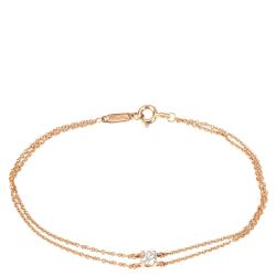 Pre Owned Tiffany & Co. 0.18 CTW Diamond Solitaire 18K Rose Gold Bracelet 
