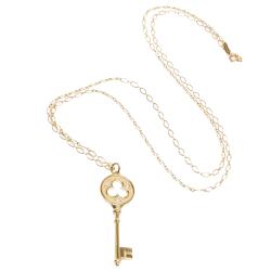 Pre Owned Tiffany & Co. Key 0.05 CTW Diamond 18K Yellow Gold Pendant Necklace