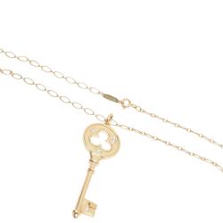 Pre Owned Tiffany & Co. Key 0.05 CTW Diamond 18K Yellow Gold Pendant Necklace