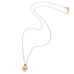Pre Owned Tiffany & Co. Locks Heart 0.05 CTW Diamond 18K Rose Gold Pendant Necklace