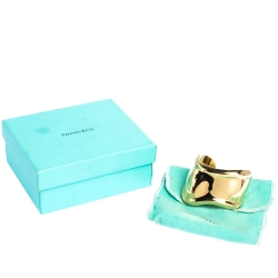 Pre Owned Tiffany & Co. Elsa Peretti Bone Cuff 18K Yellow Gold Small Bracelet