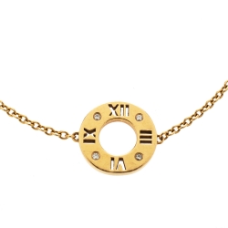 Pre Owned Tiffany & Co. Atlas Pierced Diamond 18K Rose Gold Bracelet