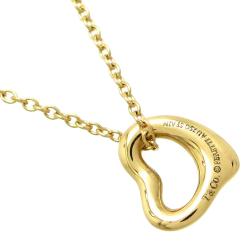 Pre Owned Tiffany & Co. Elsa Peretti Open Heart Mini 18K Yellow Gold Pendant Necklace 