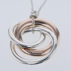 Pre Owned Tiffany & Co. 1837 Interlocking Circle Rubedo Silver Necklace
