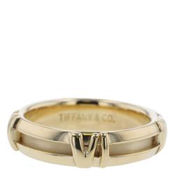 Pre Owned Tiffany & Co. Atlas Numeric 18K Yellow Gold Ring Size 49