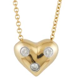 Pre Owned Tiffany & Co. Dot Heart 18K Yellow Gold Platinum Diamond Necklace