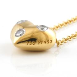 Pre Owned Tiffany & Co. Dot Heart 18K Yellow Gold Platinum Diamond Necklace
