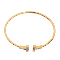 Pre Owned Tiffany & Co. T Wire Diamond 18K Yellow Gold Bracelet