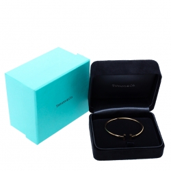 Pre Owned Tiffany & Co. T Wire 18K Yellow Gold Narrow Open Bracelet
