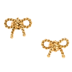 Pre Owned Tiffany & Co.Twist Bow 18K Yellow Gold Stud Earrings
