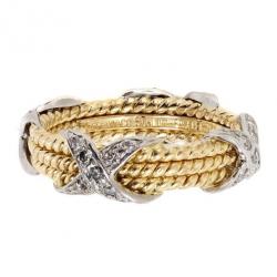 Pre Owned Tiffany & Co. Jean Schlumberger Rope Diamond Platinum and 18k Yellow Gold Ring Size 48