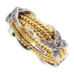 Pre Owned Tiffany & Co. Jean Schlumberger Rope Diamond Platinum and 18k Yellow Gold Ring Size 48