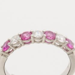 Pre Owned Tiffany & Co. Diamond and Pink Sapphire Band Ring Size 52.5