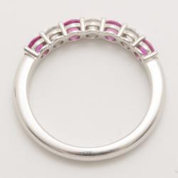 Pre Owned Tiffany & Co. Diamond and Pink Sapphire Band Ring Size 52.5