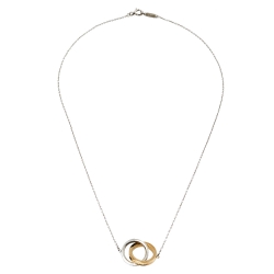 Pre Owned Tiffany & Co. Tiffany 1837 Interlocking Circles Silver & 18K Yellow Gold Pendant Necklace