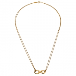 Pre Owned Tiffany & Co. Infinity 18K Yellow Gold Double Chain Pendant Necklace