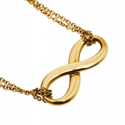 Pre Owned Tiffany & Co. Infinity 18K Yellow Gold Double Chain Pendant Necklace