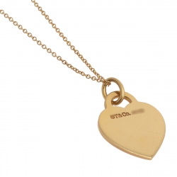 Pre Owned Tiffany & Co. Please Return To Tiffany Diamond 18K Yellow Gold Heart Tag Pendant Necklace