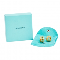 Pre Owned Tiffany & Co. Open Diagonal 18K Yellow Gold Hoop Earring