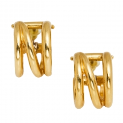 Pre Owned Tiffany & Co. Open Diagonal 18K Yellow Gold Hoop Earring