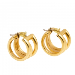 Pre Owned Tiffany & Co. Open Diagonal 18K Yellow Gold Hoop Earring