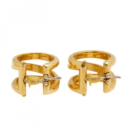 Pre Owned Tiffany & Co. Open Diagonal 18K Yellow Gold Hoop Earring