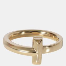 Pre Owned Tiffany & Co. Tiffany T Fashion Ring in 18k Yellow Gold Ring Size 2.25