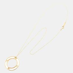 Pre Owned Tiffany & Co. Atlas Circle Open Medallion 18K Rose Gold Necklace
