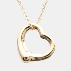 Pre Owned Tiffany & Co. 18K Rose Gold Open Heart by Elsa Peretti Pendant Necklace
