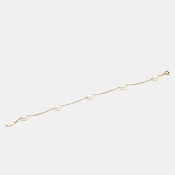 Pre Owned Tiffany & Co. Elsa Peretti Cultured Pearls 18k Yellow Gold Bracelet