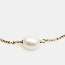 Pre Owned Tiffany & Co. Elsa Peretti Cultured Pearls 18k Yellow Gold Bracelet