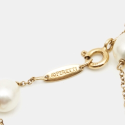 Pre Owned Tiffany & Co. Elsa Peretti Cultured Pearls 18k Yellow Gold Bracelet