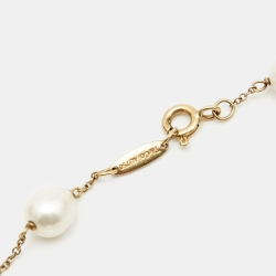 Pre Owned Tiffany & Co. Elsa Peretti Cultured Pearls 18k Yellow Gold Bracelet