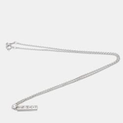 Pre Owned Tiffany & Co. Tiffany Bar 18K White Gold Diamond Necklace