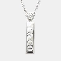 Pre Owned Tiffany & Co. Tiffany Bar 18K White Gold Diamond Necklace