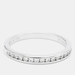 Tiffany & Co. Atlas X Closed Narrow 18K White Gold Diamond Ring EU 54.5  Tiffany & Co.