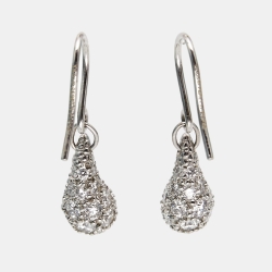 Pre Owned Tiffany & Co. Elsa Peretti  Teardrop Diamond Platinum Drop Earrings