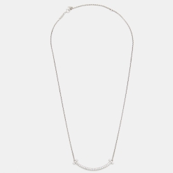 مملوكة مسبقًا Tiffany & Co. T Smile Diamond 18k White Gold Medium Model Necklace