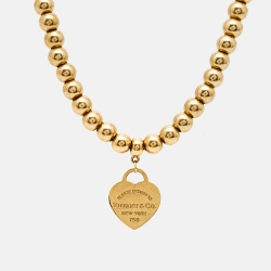 Tiffany & Co. Return To Tiffany Love Heart Tag 18k Yellow Gold Beaded Bracelet 