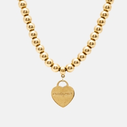Tiffany & Co. Return To Tiffany Love Heart Tag 18k Yellow Gold Beaded Bracelet 