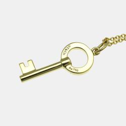 Pre Owned Tiffany & Co. 18K Yellow Gold and Diamond Oval Key Pendant Necklace