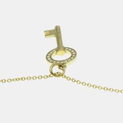 Pre Owned Tiffany & Co. 18K Yellow Gold and Diamond Oval Key Pendant Necklace