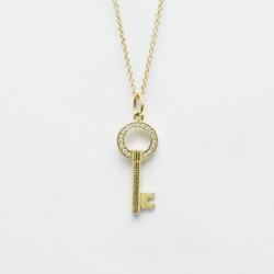 Pre Owned Tiffany & Co. 18K Yellow Gold and Diamond Oval Key Pendant Necklace