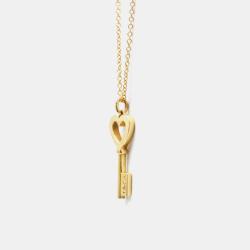 Pre Owned Tiffany & Co. 18K Rose Gold Heart Key Pendant Necklace